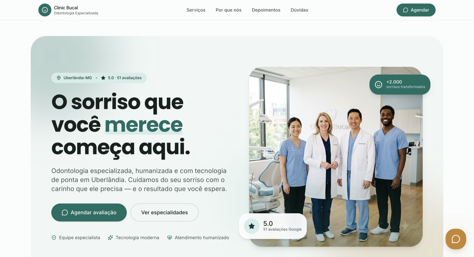 Hero da Clinic Bucal, clínica odontológica em Uberlândia