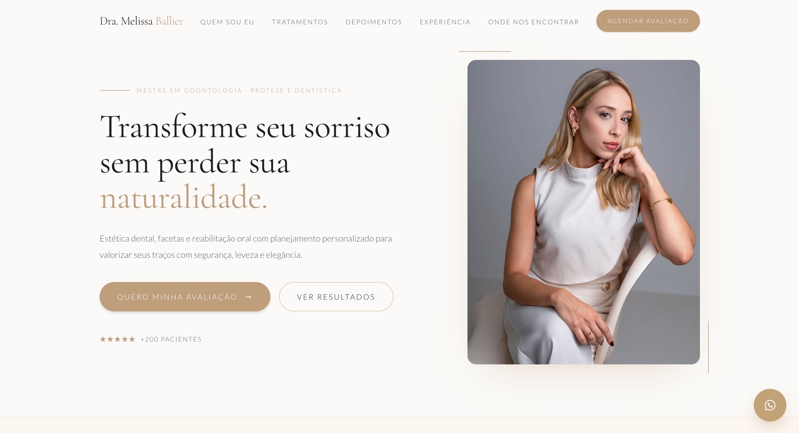 Retrato da Dra. Melissa Ballier, especialista em odontologia estética