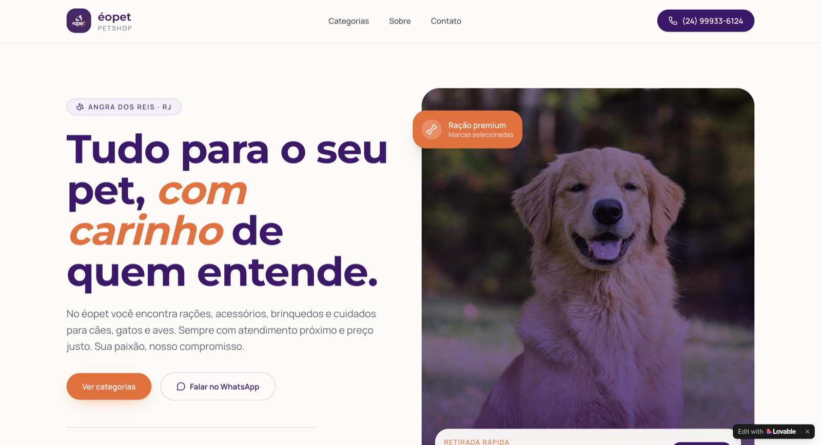 Hero da éopet, petshop em Angra dos Reis